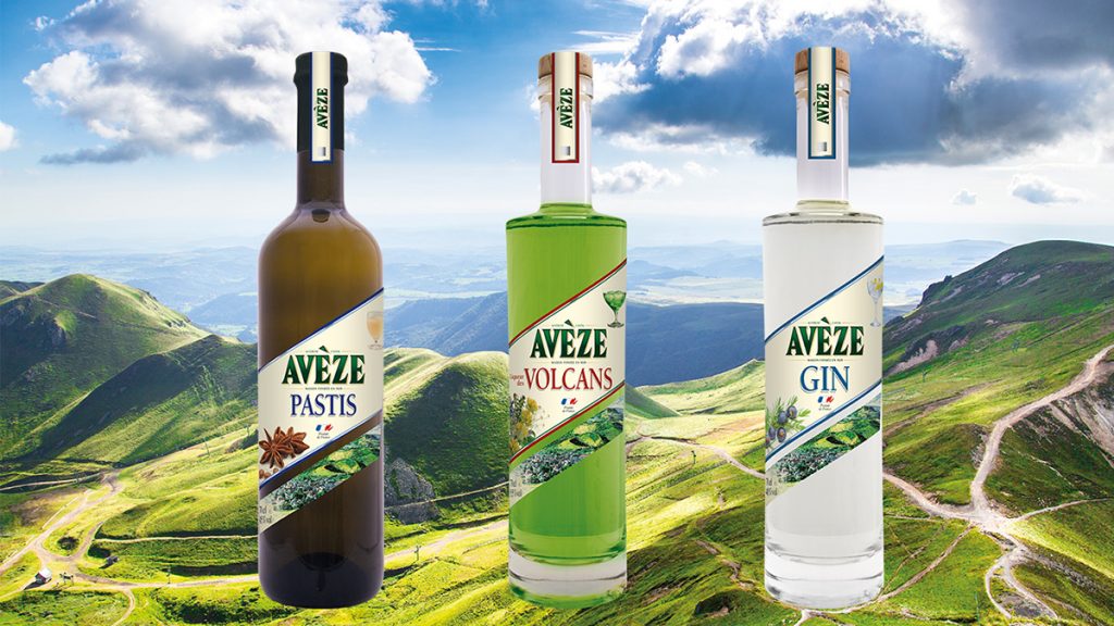 Avèze : le pastis des Volcans, le Gin des Volcans, la Liqueur des Volcans